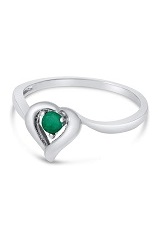 lovely white gold heart round emerald gemstone baby birthstone ring